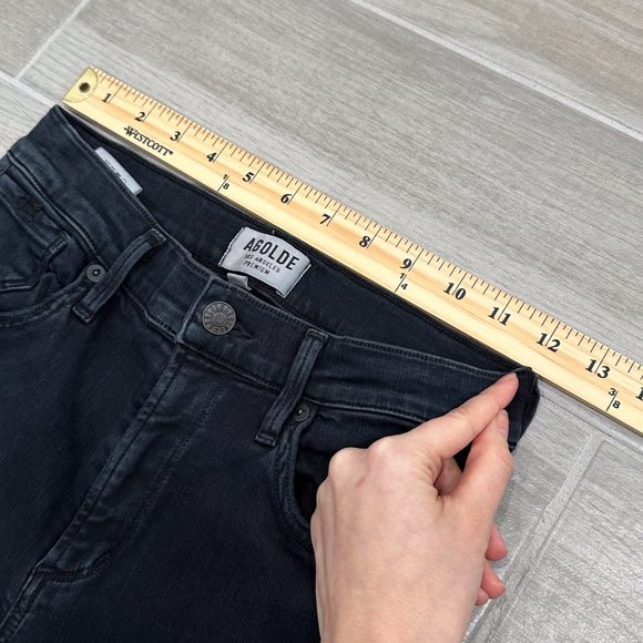 Agolde Sophie Hi Rise Skinny Jeans in Ruthless Dark Washed Black Blue Denim - Picture 9 of 14